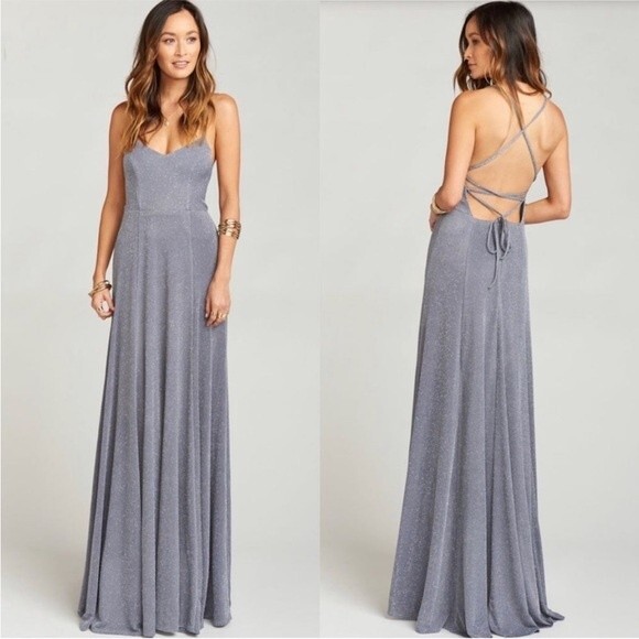 NWT Show Me Your Mumu Godshaw Goddess Gown Dancing Queen Shine Smoke Size Large - Picture 1 of 9